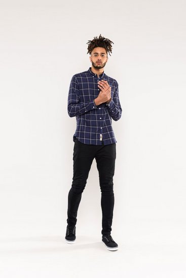 D555 Townsville Check Button Down Collar Shirt Navy - Särgid - Meeste suured särgid 2XL – 8XL