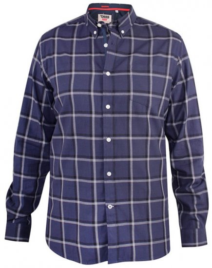 D555 Townsville Check Button Down Collar Shirt Navy - Särgid - Meeste suured särgid 2XL – 8XL