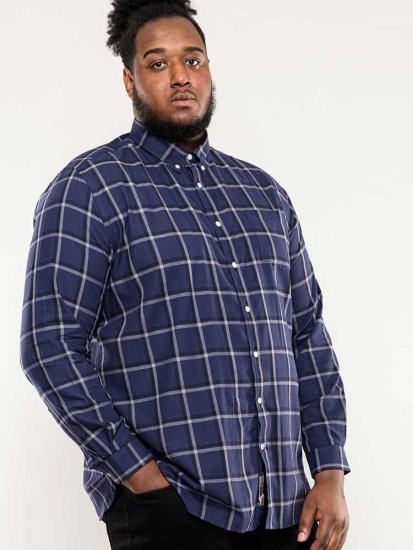 D555 Townsville Check Button Down Collar Shirt Navy - Särgid - Meeste suured särgid 2XL – 8XL