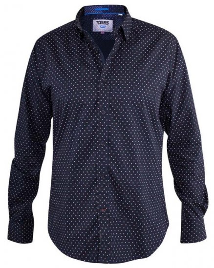 D555 Adelaide Long Sleeve Printed Shirt Navy - Särgid - Meeste suured särgid 2XL – 8XL