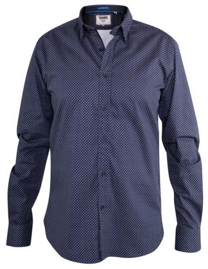 D555 Barker Printed Shirt Navy - Särgid - Meeste suured särgid 2XL – 8XL