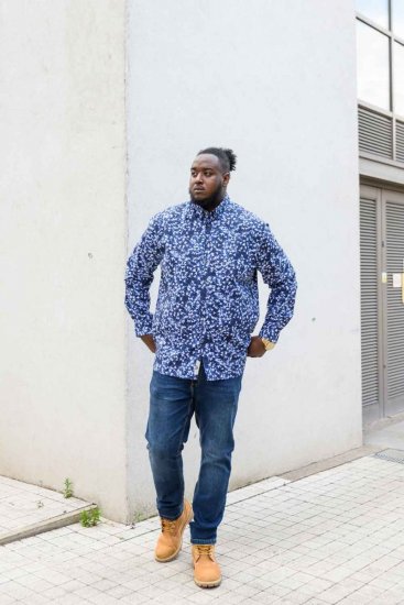 D555 Harrow AOP Shirt Blue - Särgid - Meeste suured särgid 2XL – 8XL