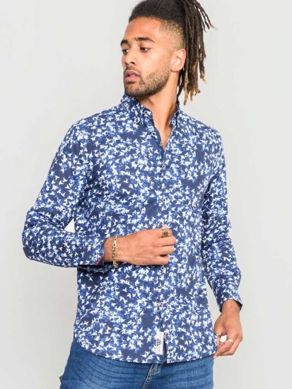 D555 Harrow AOP Shirt Blue - Särgid - Meeste suured särgid 2XL – 8XL