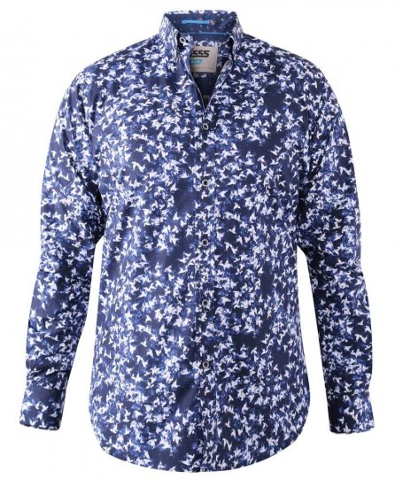 D555 Harrow AOP Shirt Blue - Särgid - Meeste suured särgid 2XL – 8XL