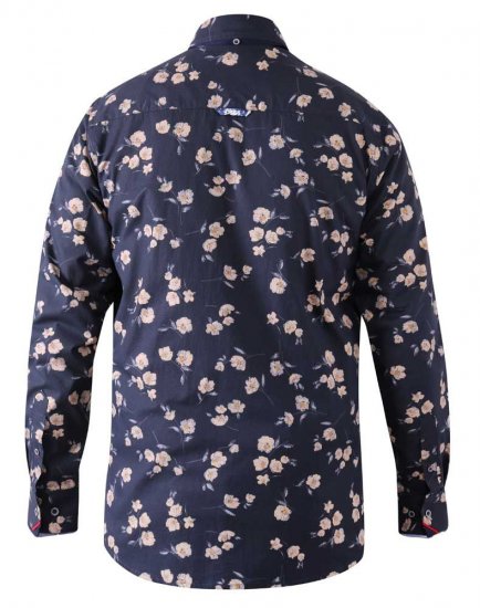 D555 Rooksey Floral Print Shirt Navy - Särgid - Meeste suured särgid 2XL – 8XL