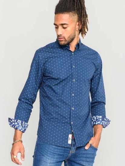 D555 Chilton LS Shirt Navy - Särgid - Meeste suured särgid 2XL – 8XL