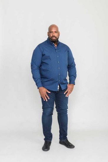 D555 Chilton LS Shirt Navy - Särgid - Meeste suured särgid 2XL – 8XL