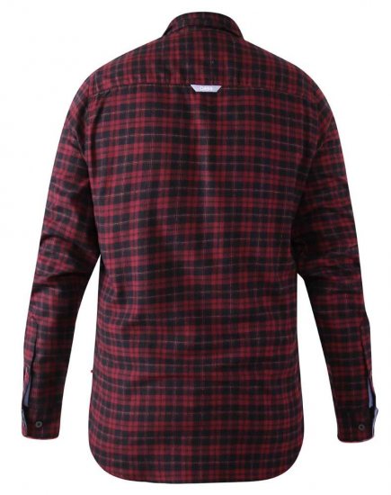 D555 Holton Dark Red Checked Flannel Shirt - Särgid - Meeste suured särgid 2XL – 8XL