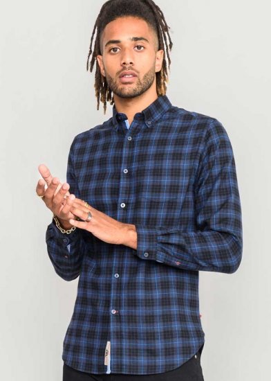 D555 Dovercourt Flannel Check Shirt Blue and Black - Särgid - Meeste suured särgid 2XL – 8XL