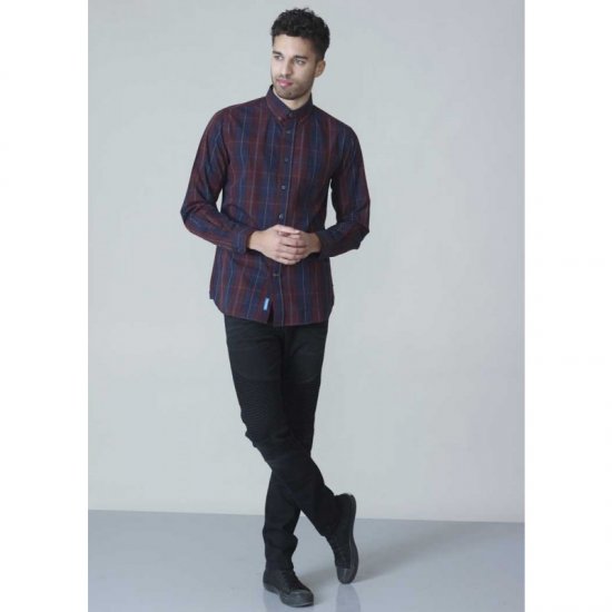 D555 Grady Long Sleeve Check Shirt - Särgid - Meeste suured särgid 2XL – 8XL