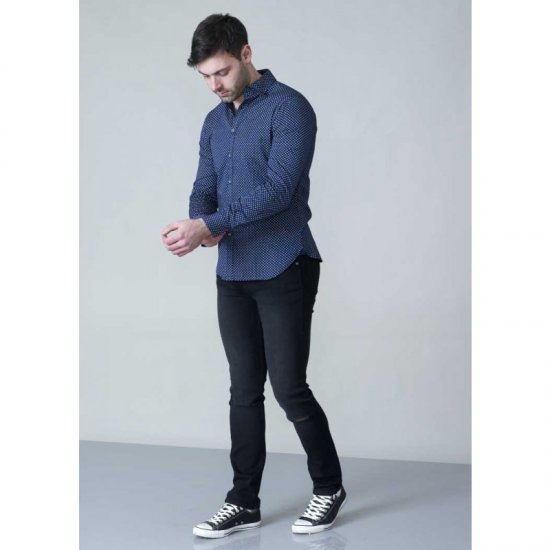 D555 Lavar Long Sleeve Diamond Printed Shirt - Särgid - Meeste suured särgid 2XL – 8XL