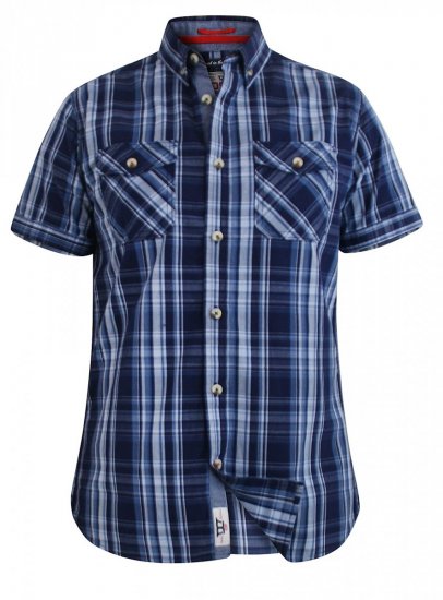 D555 Safford Short Sleeve Navy Check Shirt