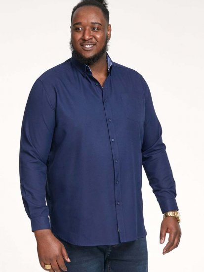 D555 Richard Long Sleeve Oxford Shirt Navy - Särgid - Meeste suured särgid 2XL – 8XL
