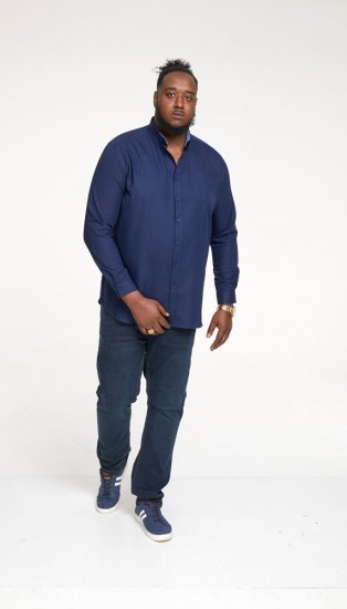 D555 Richard Long Sleeve Oxford Shirt Navy - Särgid - Meeste suured särgid 2XL – 8XL