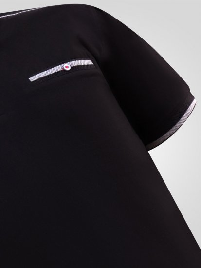 D555 Potts Jersey Polo With Jacquard Collar & Cuffs Must - Polosärgid - Meeste suured polosärgid 2XL – 8XL