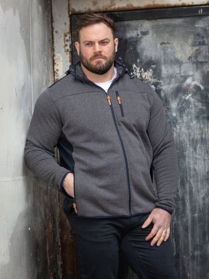 D555 Conrad Detachable Hood Bonded Fleece Zip Through Hoody Tumesinine - Sviitrid ja dressipluusid - Meeste suured kapuutsiga jakid suurustes 2XL – 14XL