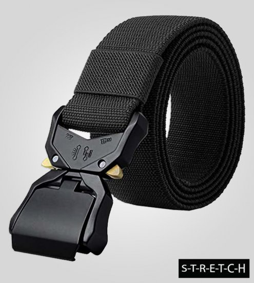 D555 Dale Tactical Stretch Webbing Belt with Heavy Duty Quick Release Buckle Black - Rihmad - Pikad Rihmad W40-W70/2XL-8XL