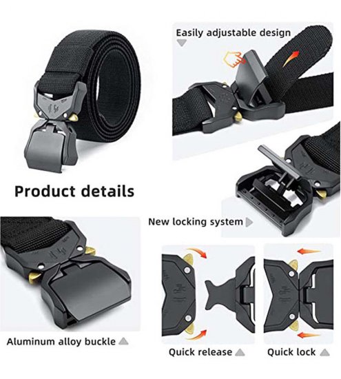D555 Dale Tactical Stretch Webbing Belt with Heavy Duty Quick Release Buckle Black - Rihmad - Pikad Rihmad W40-W70/2XL-8XL