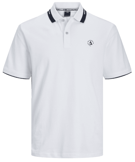 Jack & Jones JCOHASS LOGO Polo White - Polosärgid - Meeste suured polosärgid 2XL – 8XL