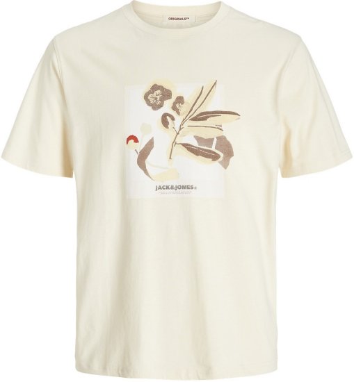 Jack & Jones Almeria Front Print Crew Neck T-Shirt Antique White - T-särgid - Suured T-särgid 2XL – 14XL