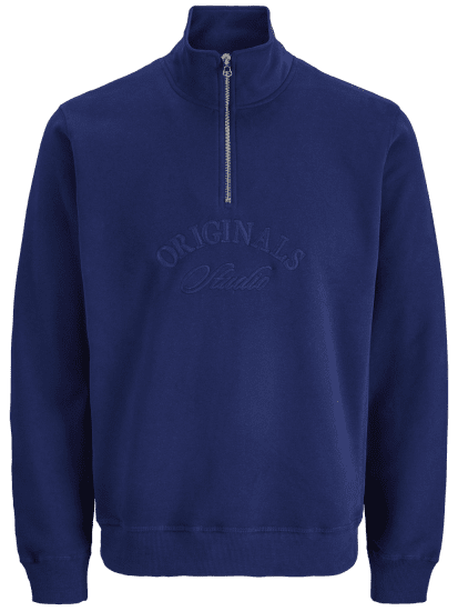 Jack & Jones Bleecker Branding High Neck Sweatshirt Ocean Cavern - Sviitrid ja dressipluusid - Meeste suured kapuutsiga jakid suurustes 2XL – 14XL