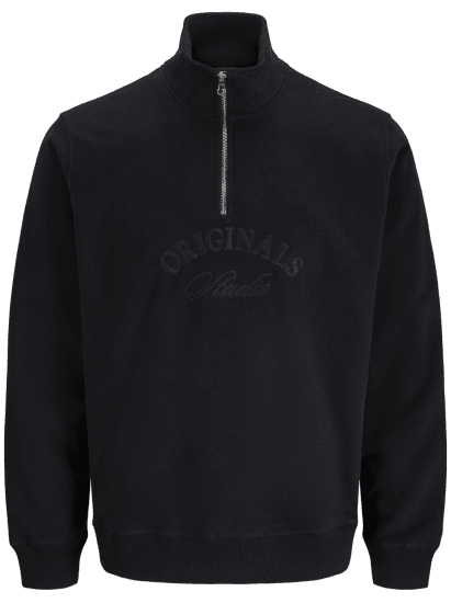 Jack & Jones Bleecker Branding High Neck Sweatshirt Black - Sviitrid ja dressipluusid - Meeste suured kapuutsiga jakid suurustes 2XL – 14XL