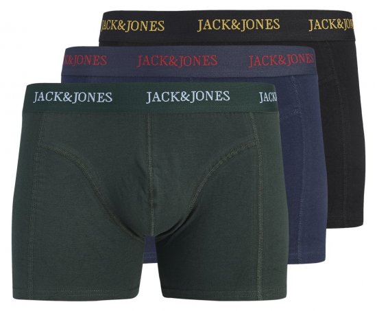 Jack & Jones Blaze Solid Bokserid 3 tk Must/Tumesinine/Roheline - Bokserid - Meeste suured bokserid