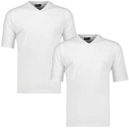 Adamo Maverick Comfort fit 2-pack V-neck T-shirt White - T-särgid - Suured T-särgid 2XL – 14XL