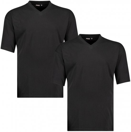 Adamo Maverick Comfort fit 2-pack V-neck T-shirt Black - T-särgid - Suured T-särgid 2XL – 14XL