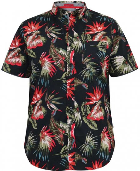 D555 LENNOX Hawaiian AO Print Shirt Black - Särgid - Meeste suured särgid 2XL – 8XL