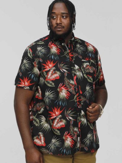 D555 LENNOX Hawaiian AO Print Shirt Black - Särgid - Meeste suured särgid 2XL – 8XL