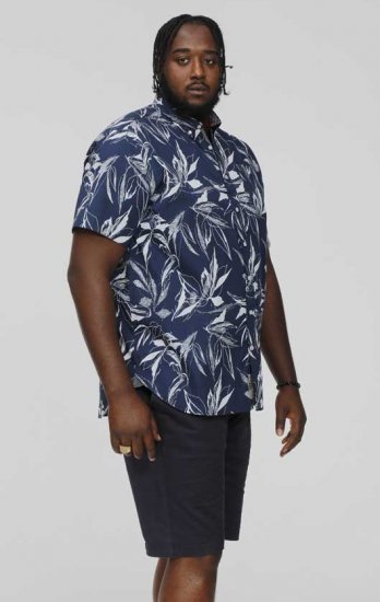 D555 FINLEY Hawaiian AO Print Shirt Navy - Särgid - Meeste suured särgid 2XL – 8XL