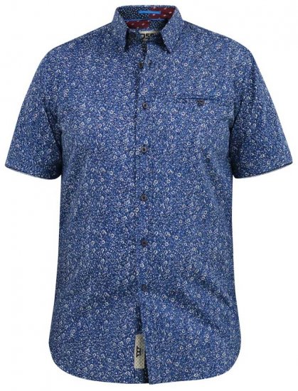 D555 KYLE S/S Micro AO Print Shirt Blue - Särgid - Meeste suured särgid 2XL – 8XL