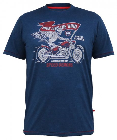 D555 BRADFORD Skeleton Biker Printed T-Shirt Navy - T-särgid - Suured T-särgid 2XL – 14XL