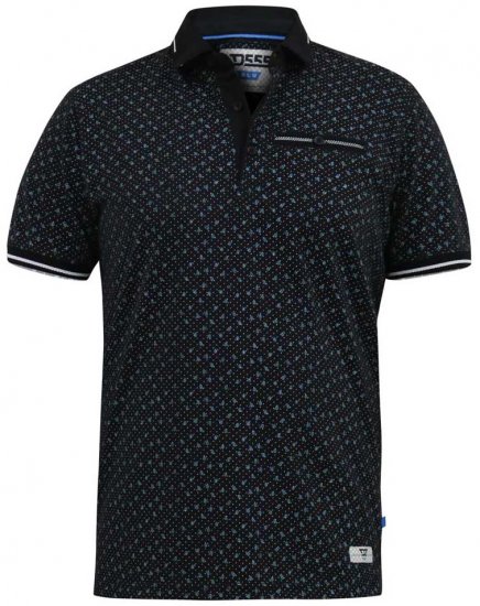 D555 WILSON AO Printed Polo Shirt Black - Polosärgid - Meeste suured polosärgid 2XL – 8XL