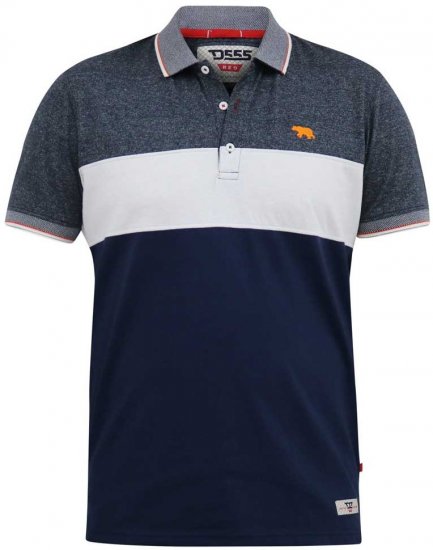 D555 EMERSON Cut And Sew Polo With Jacquard Collar Navy - Polosärgid - Meeste suured polosärgid 2XL – 8XL