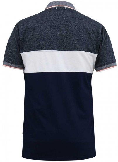 D555 EMERSON Cut And Sew Polo With Jacquard Collar Navy - Polosärgid - Meeste suured polosärgid 2XL – 8XL