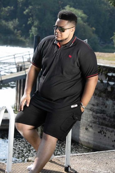 D555 SALFORD 2 Pique Polo Black - Polosärgid - Meeste suured polosärgid 2XL – 8XL