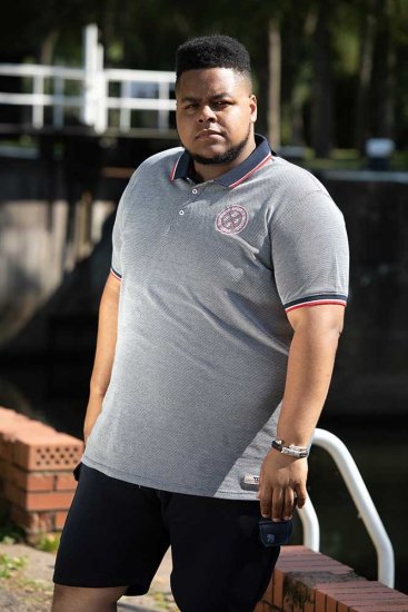 D555 KEMSTON Birds Eye Pique Polo Navy/White - Polosärgid - Meeste suured polosärgid 2XL – 8XL