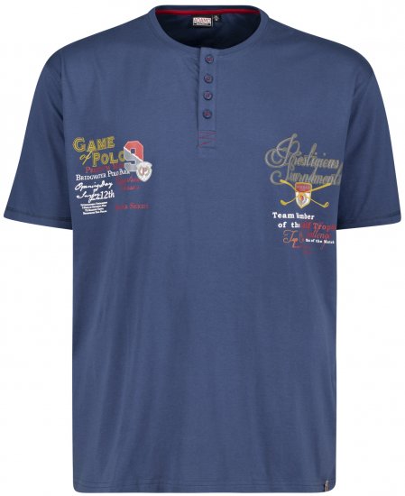 Adamo Dundee Printed Serafino T-shirt Denim Blue - T-särgid - Suured T-särgid 2XL – 14XL