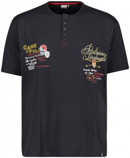 Adamo Dundee Printed Serafino T-shirt Black - T-särgid - Suured T-särgid 2XL – 14XL