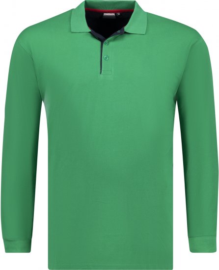 Adamo Peter Comfort fit Long sleeve Polo Green - Polosärgid - Meeste suured polosärgid 2XL – 8XL