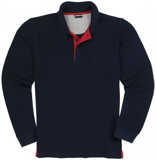 Adamo Peter Comfort fit Long sleeve Polo Navy - Polosärgid - Meeste suured polosärgid 2XL – 8XL