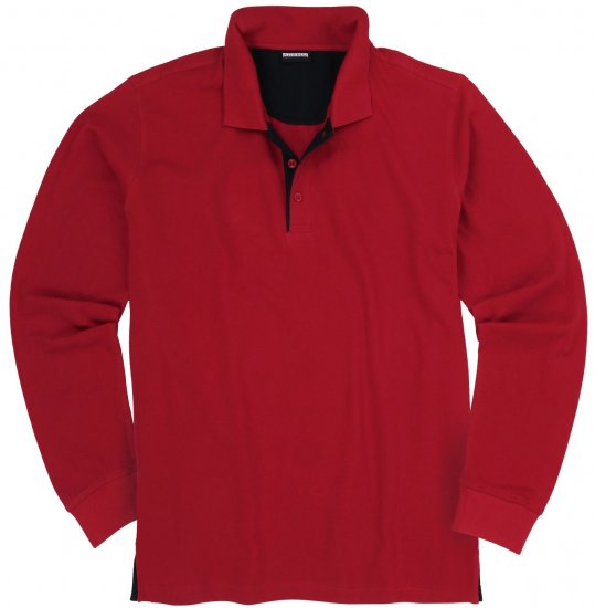 Adamo Peter Comfort fit Long sleeve Polo Red - Polosärgid - Meeste suured polosärgid 2XL – 8XL