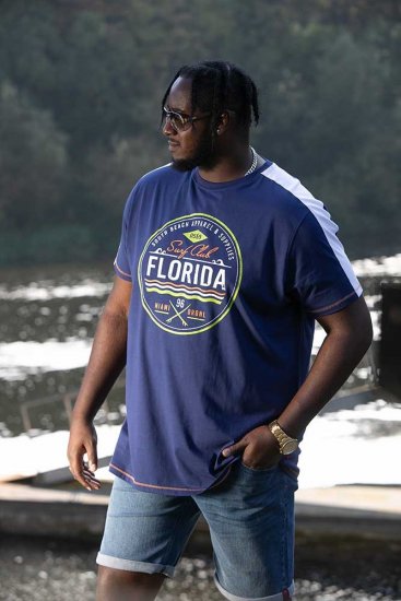D555 CADMAN Florida Surf Club Printed Crew Neck T-Shirt - T-särgid - Suured T-särgid 2XL – 14XL