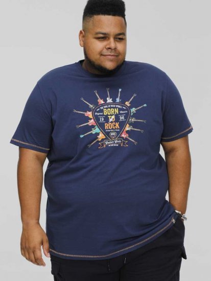 D555 COLIN Born To Rock Printed Crew Neck T-Shirt French Navy - T-särgid - Suured T-särgid 2XL – 14XL