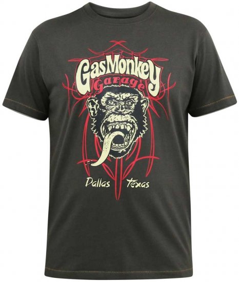 D555 DALLAS Official Gas Monkey Printed Crew Neck T-Shirt Khaki - T-särgid - Suured T-särgid 2XL – 14XL