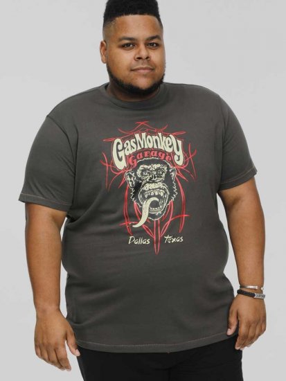 D555 DALLAS Official Gas Monkey Printed Crew Neck T-Shirt Khaki - T-särgid - Suured T-särgid 2XL – 14XL
