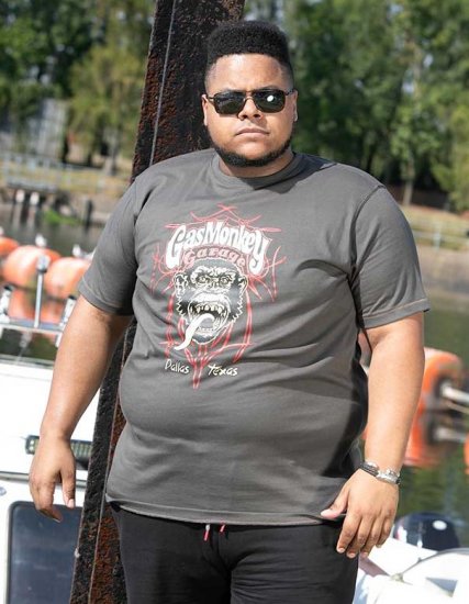 D555 DALLAS Official Gas Monkey Printed Crew Neck T-Shirt Khaki - T-särgid - Suured T-särgid 2XL – 14XL