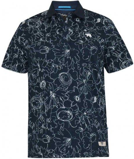 D555 ROLAND Printed Polo Shirt Navy - Polosärgid - Meeste suured polosärgid 2XL – 8XL